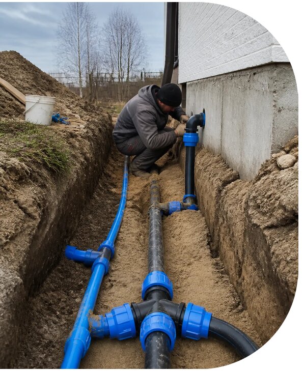 Монтаж наружного водопровода на участке под ключ в Мончегорске